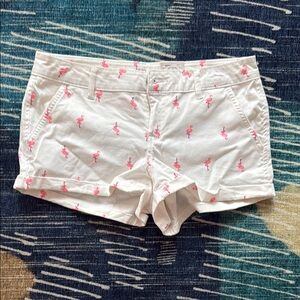SO White and Pink Flamingo Bermudas